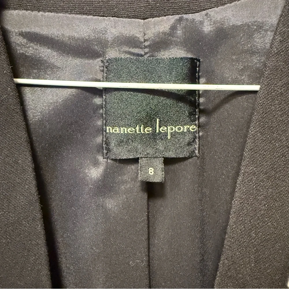 Nanette Lepore Black & White Houndstooth Contrast Panel Blazer - Size 8 - Picture 6 of 9